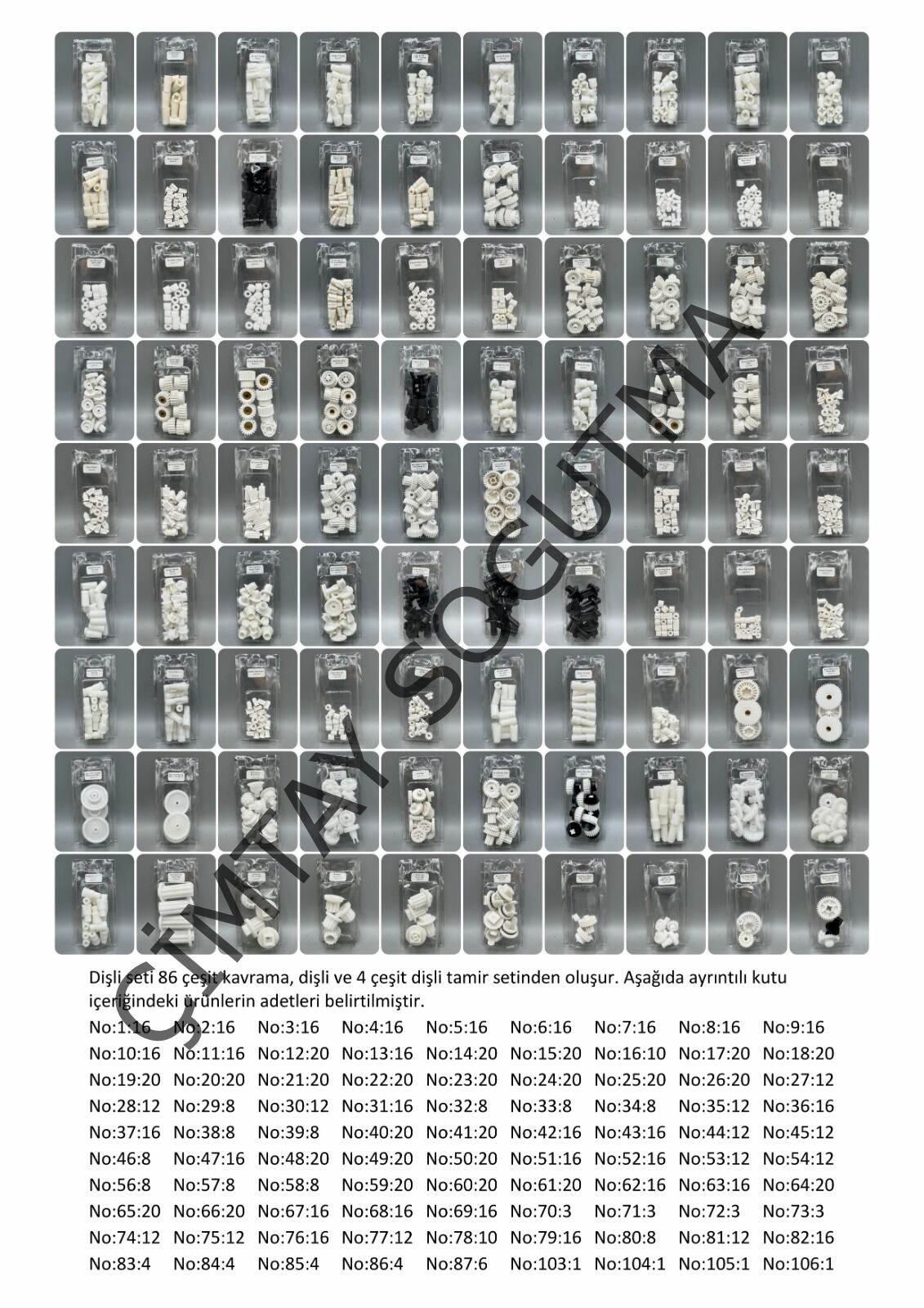 ASKILI KUTU DİŞLİ SETİ 86 MODEL 1215 ADET DİŞLİ